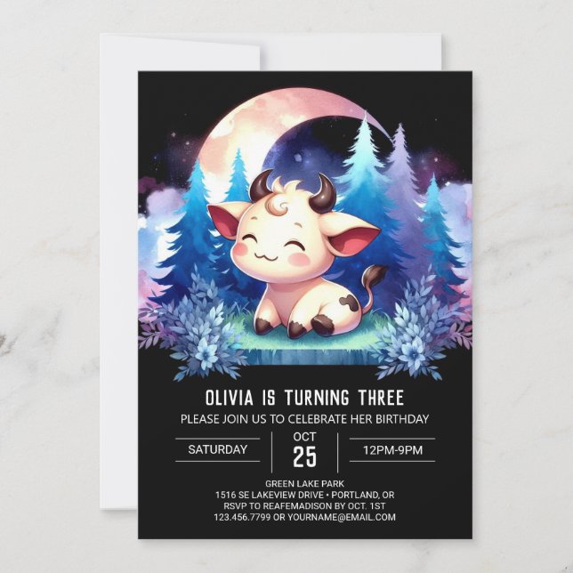 Farm Children Cow Birthday Inbjudningar (Framsida)