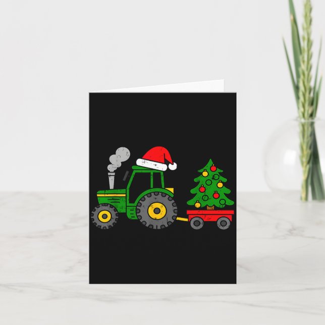 Farm Christmas Tractor Tree Xmas Truck Boys Kids T Kort (Framsida)