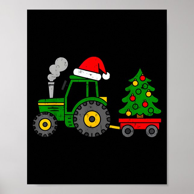 Farm Christmas Tractor Tree Xmas Truck Boys Kids T Poster (Framsidan)