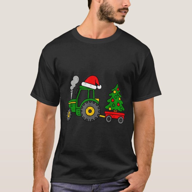 Farm Christmas Tractor Tree Xmas Truck Boys Kids T T Shirt (Framsida)
