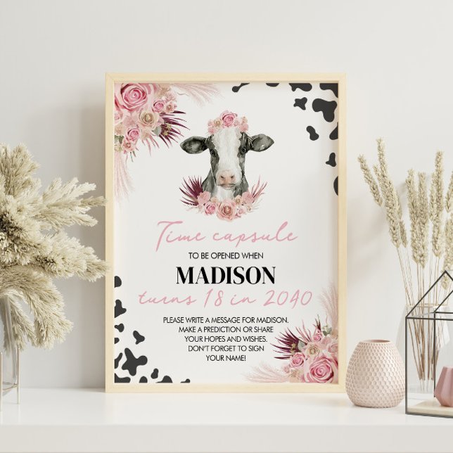 Farm Cow Birthday Time Kapseltecken Poster (Skapare uppladdad)