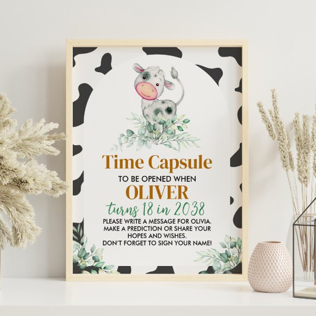 Farm Cow Birthday Time Kapseltecken Poster (Skapare uppladdad)