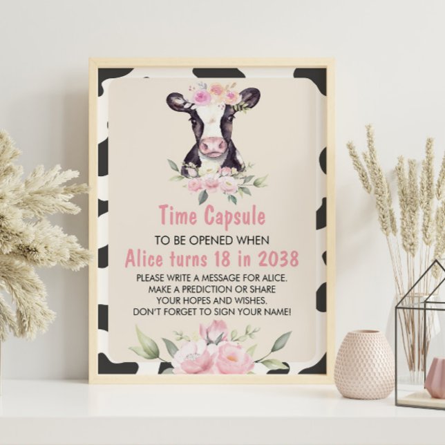 Farm Cow Birthday Time Kapseltecken Poster (Skapare uppladdad)