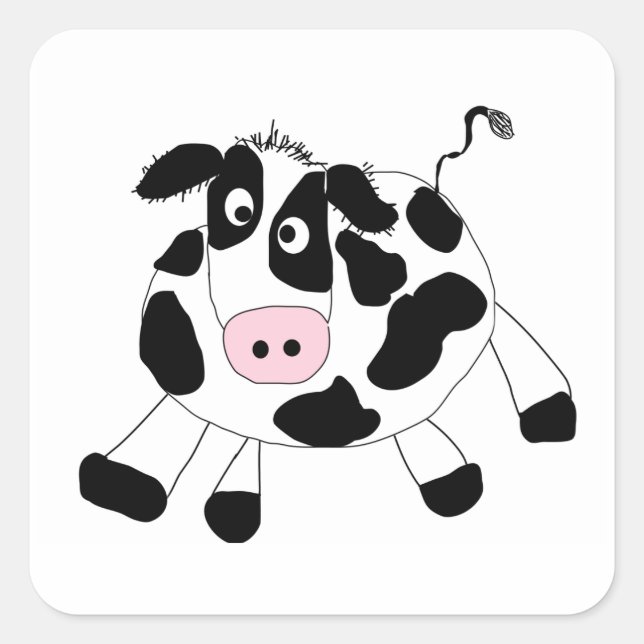 Farm Cow Fyrkantigt Klistermärke (Framsida)