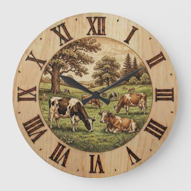 Farm Cow - Wall Clock Stor Klocka (Framsida)