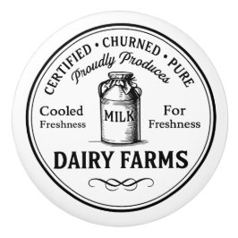 Farm Dairy Label Vintage Typography Ceramic Knob Knopp