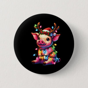 Farm Djur älskare Gris Wearing Santa Hat jul Knapp