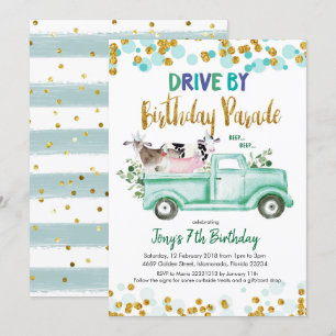 Farm Drive by Boy Birthday Parad Inbjudningar