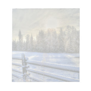 Farm Fält i Winter Snö vid Sunrise Anteckningsblock