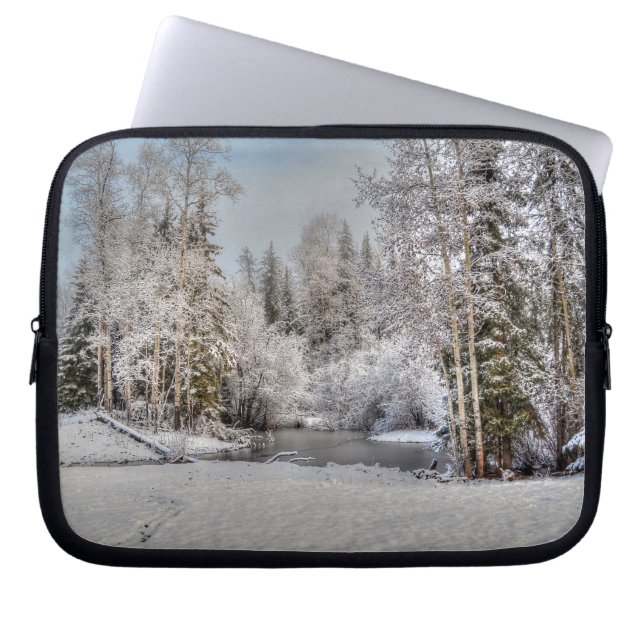 Farm Fält i Winter Snö vid Sunrise Laptop Sleeve (Framsidan)