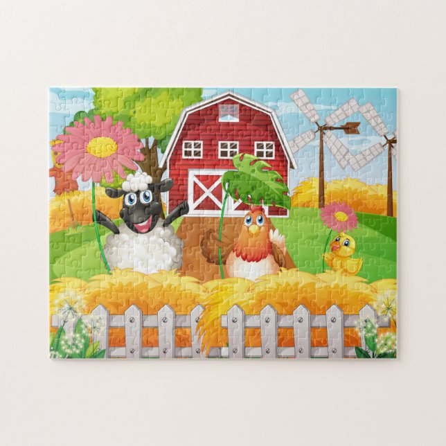 Farm Får Chicken Baby Anka Puzzle Pussel (Horisontell)