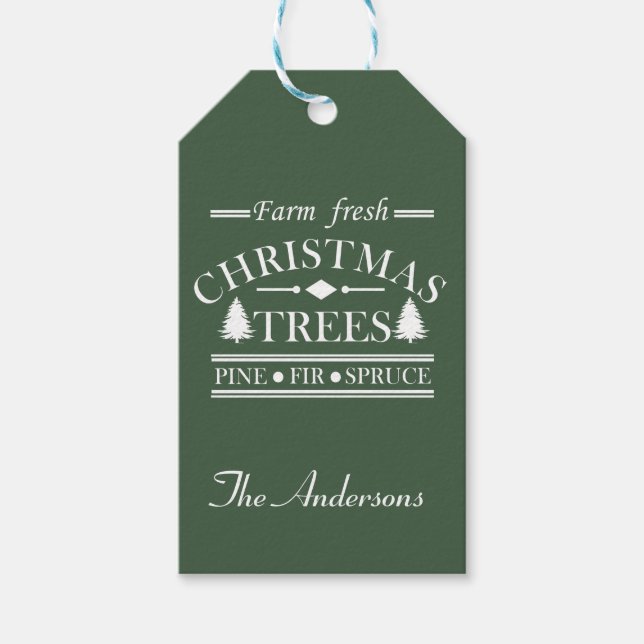Farm, färsk God jul träd Presentetikett (Framsidan)