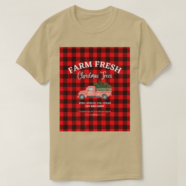 FARM FÄRSK JULGRANAR, GAMLA RED LASTBIL, JULAFTON  T SHIRT (Design framsida)