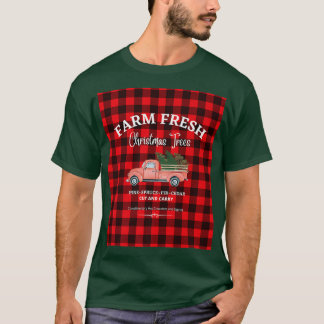 FARM FÄRSK JULGRANAR, GAMLA RED LASTBIL, JULAFTON T SHIRT