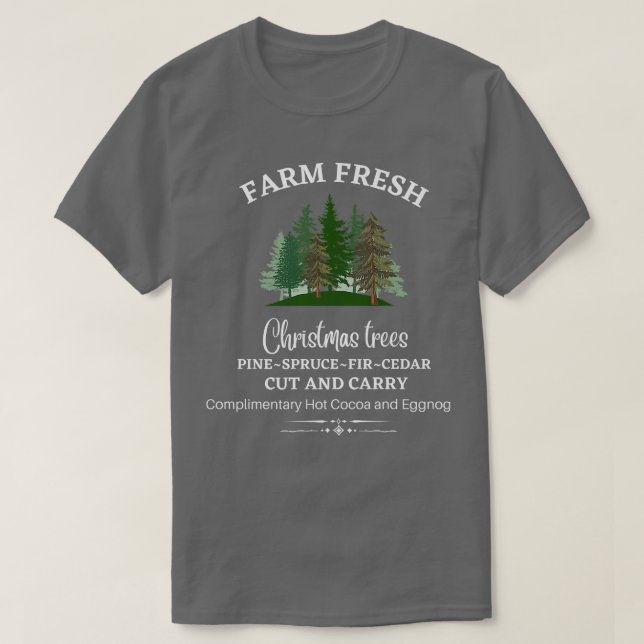 FARM FÄRSK JULGRANAR, GRÄS, SPRUC, FIR, CED T SHIRT (Design framsida)
