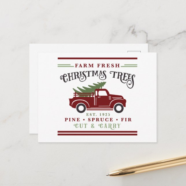 Farm, färsk Julgranar Helg Vykort (Fram/Back In Situ)