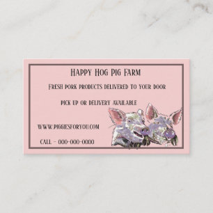 Farm Färsk Rosa Gris 2 Lycklig Grisar Vattenfärgni Visitkort
