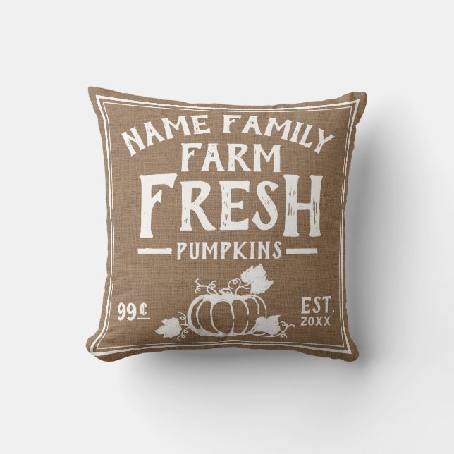 Farm Färska pumpor Faux Burlap Dekorativ kudde (Framsida)