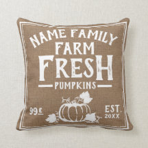 Farm Färska pumpor Faux Burlap Dekorativ kudde