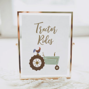 Farm Födelsedagsfest Tractor Rides-tecken Poster
