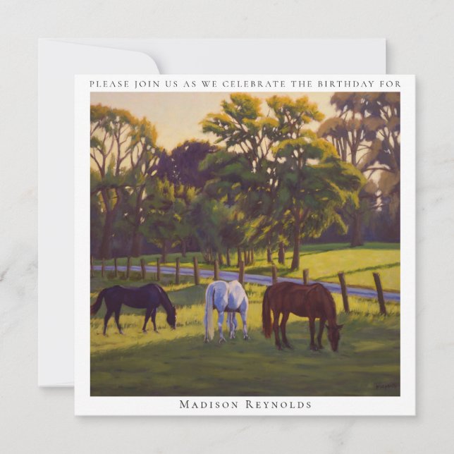 Farm för påstigning av scena med hästbete inbjudningar (Framsida)