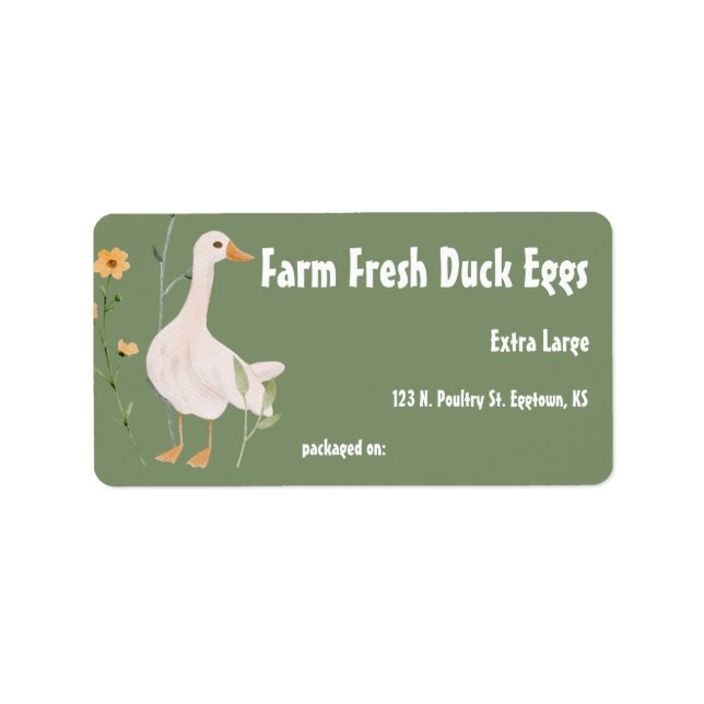 Farm Fresh Anka Eggs Egg Carton Label Adressetikett (Framsidan)
