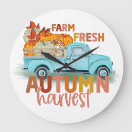 Farm Fresh Autumn Harvest Quote Stor Klocka