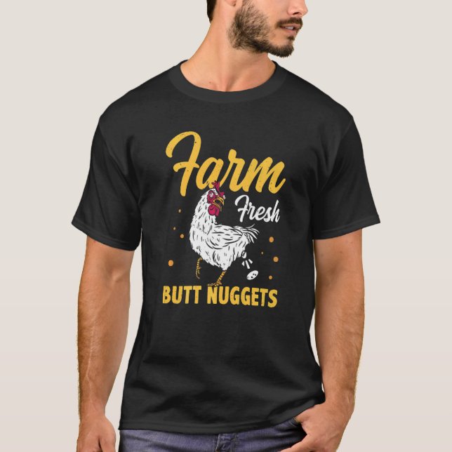 Farm Fresh Butt Nuggets Agriculteur Tractor Driver T Shirt (Framsida)