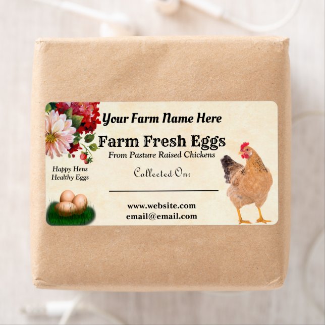 Farm Fresh Chicken Eggs Blommigt Brown Carton Fraktsedel (Insitu)