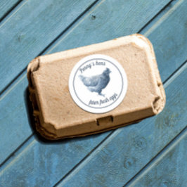 Farm Fresh Chicken Eggs Hen med ditt namn Runt Klistermärke