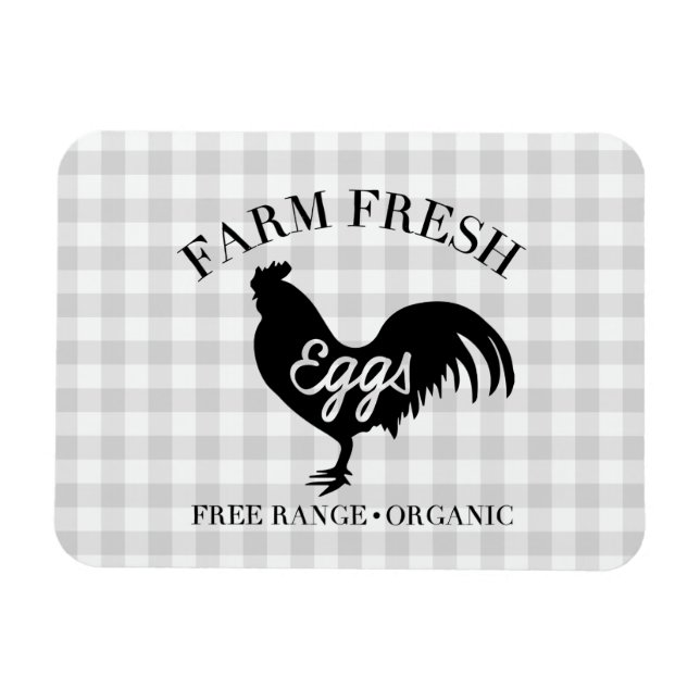 Farm Fresh Chicken Land Gingham Magnet (Horisontell)