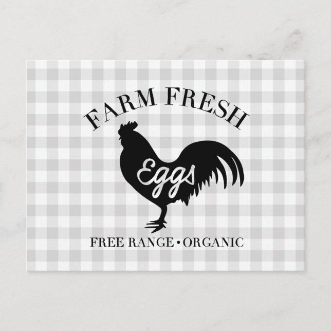 Farm Fresh Chicken Land Gingham Vykort (Framsida)