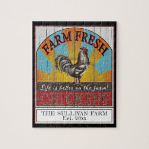 Farm Fresh Chickens Land Rustic Family Namn Pussel