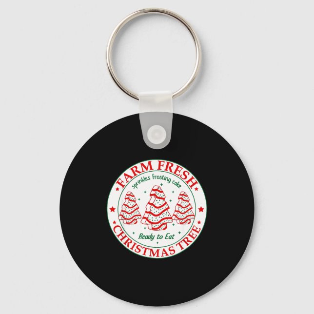 Farm Fresh Christmas Tree Cakes Retro Xmas Tree Fa Nyckelring (Framsida)