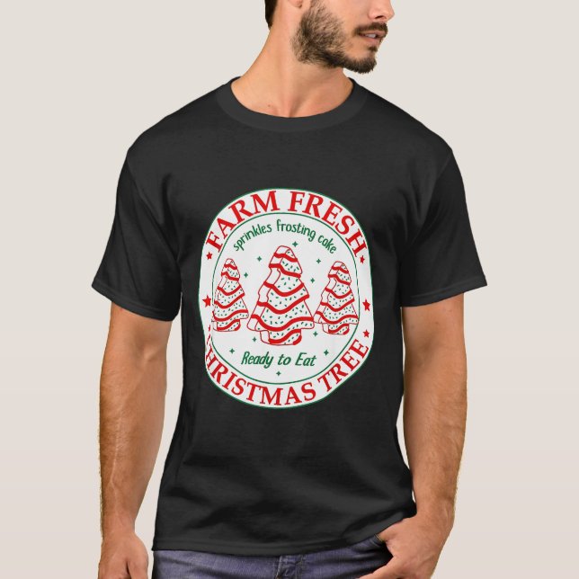 Farm Fresh Christmas Tree Cakes Retro Xmas Tree Fa T Shirt (Framsida)