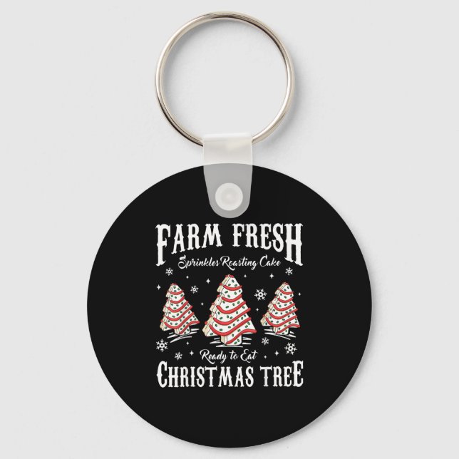 Farm Fresh Christmas Tree Xmas Debbie Cakes Family Nyckelring (Framsida)