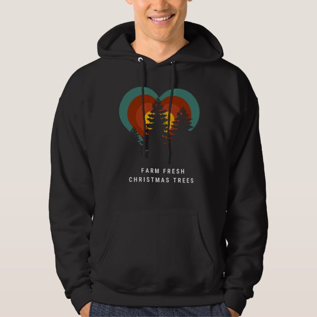 Farm Fresh Christmas Trees Sunset Silhouette Hoodie (Framsida)