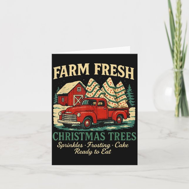Farm Fresh Debbie Christmas Cake Retro Red Truck H Kort (Framsida)