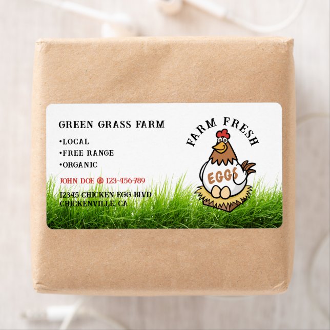 Farm Fresh Eggs Anpassningsbar Egg Carton Label Fraktsedel (Insitu)