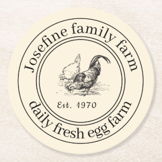 Farm Fresh Eggs Chicken Coop Rustic Country Farm Underlägg Papper Rund