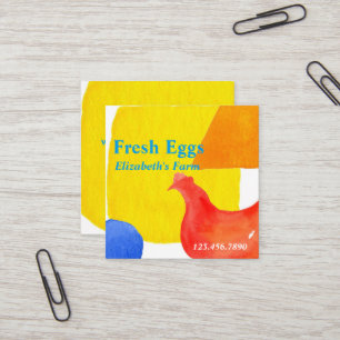 Farm Fresh Eggs Chicken Hen Fyrkantigt Visitkort