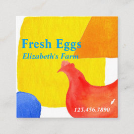 Farm Fresh Eggs Chicken Hen Fyrkantigt Visitkort