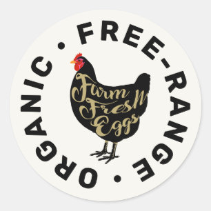 Farm Fresh Eggs Chicken Silhouette Carton Label Runt Klistermärke