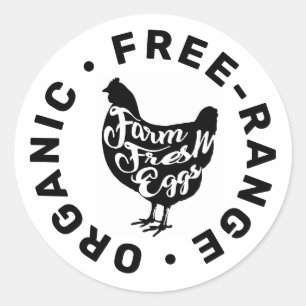 Farm Fresh Eggs Chicken Silhouette Carton Label Runt Klistermärke