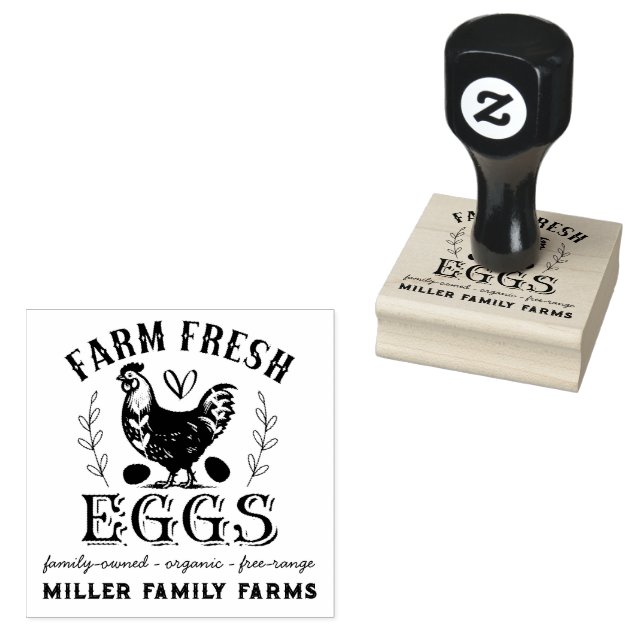 Farm Fresh Eggs Family Chicken Farm Anpassningsbar Stämpel (Stämplad)