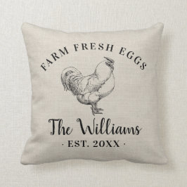 Farm Fresh Eggs Family Monogram Dekorativ kudde