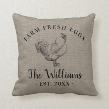 Farm Fresh Eggs Family Monogram Dekorativ kudde