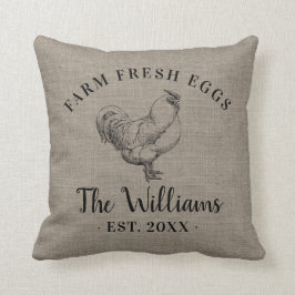 Farm Fresh Eggs Family Monogram Dekorativ kudde