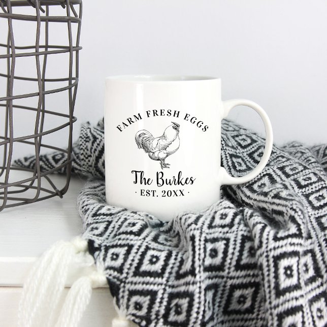 Farm Fresh Eggs Family Monogram Kaffemugg (Skapare uppladdad)