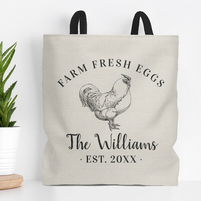 Farm Fresh Eggs Family Monogram Tote Bag Tygkasse (Skapare uppladdad)